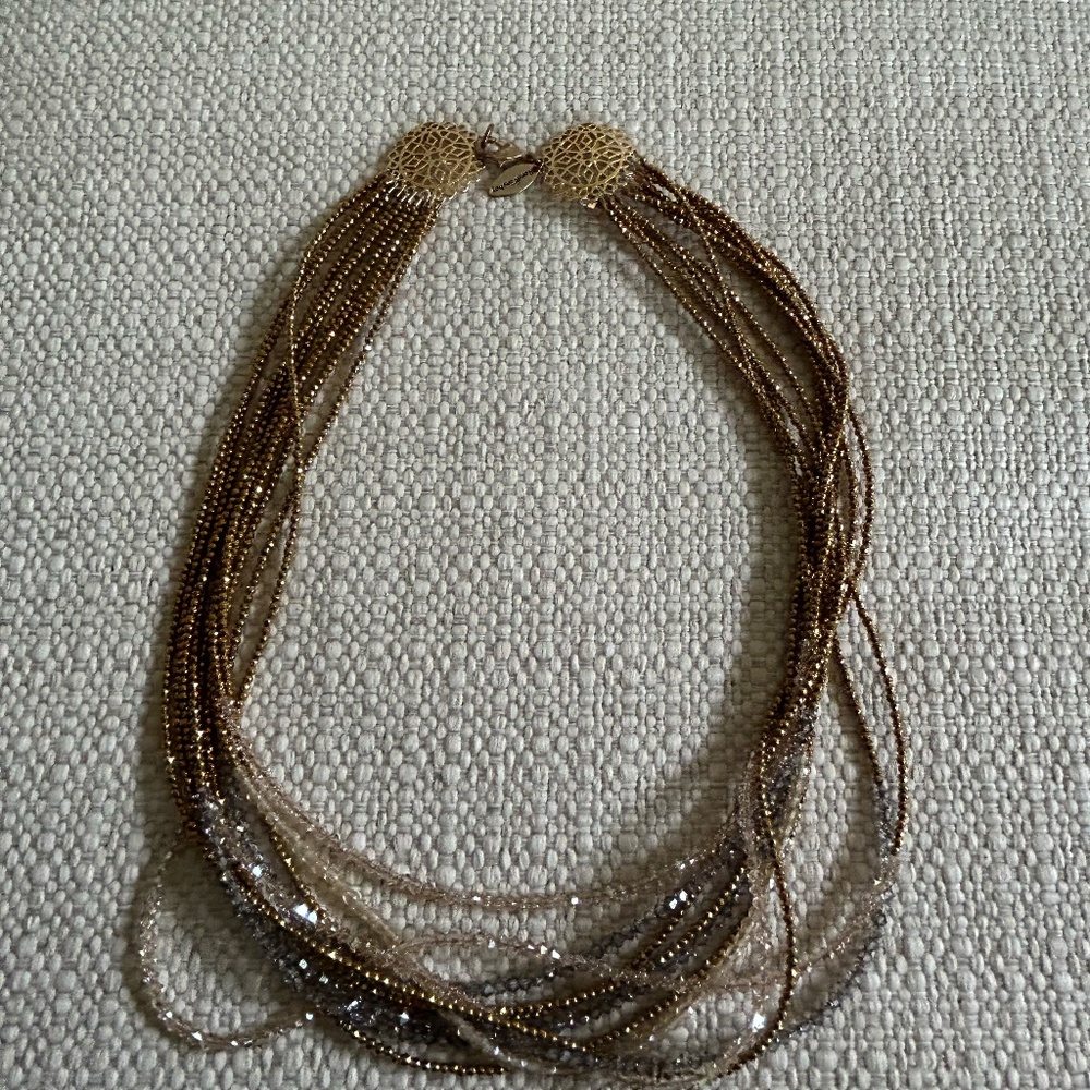RONI BLANSHAY NECKLACE MULTI STRAND SWAROVSKI CRYSTALS CHOKER LENGTH